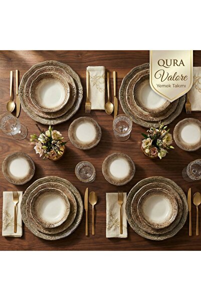 QURA Porselen Valore Yemek Takımı 4 Kişilik-Yemek Seti