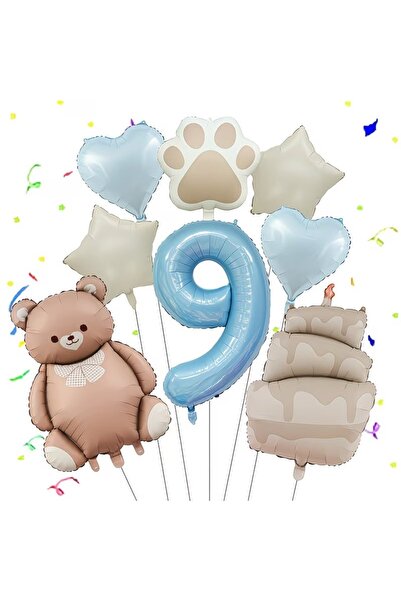 DÜVENCİ TİCARET Σετ μπαλονιών για γιορτή γενεθλίων με αρκουδάκι με παπιγιόν