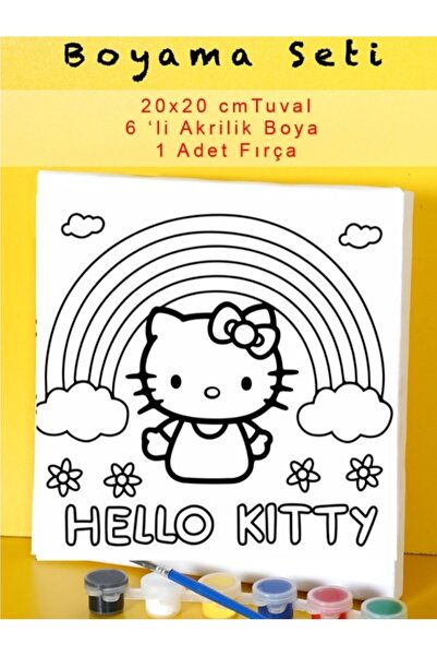Tuval Hello kitty gökkuşağı boyama seti
