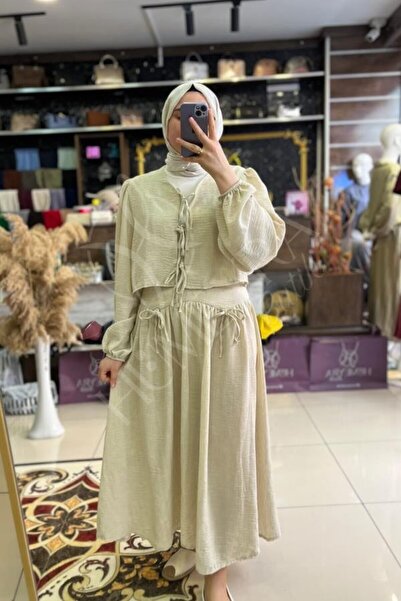 HUMEYRA Lace-Up Top and Skirt Set