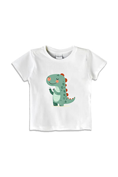 Yoo Street Green Cute Dino T-Shirt for Unisex Kids – 100% Cotton Multiple Col...