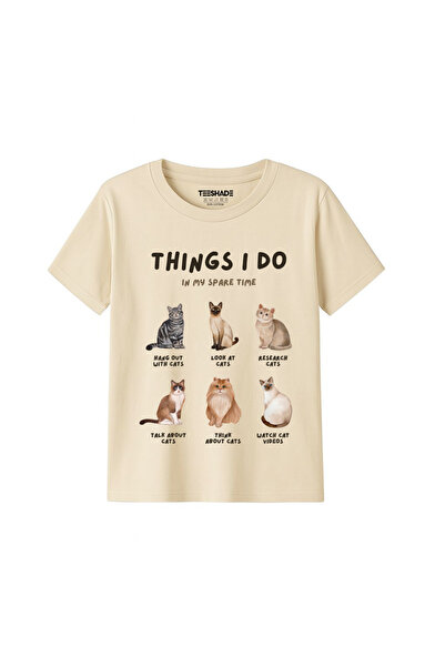 Yoo Street Things I Do Cat Design T-Shirt for Unisex Kids – 100% Cotton Multi...
