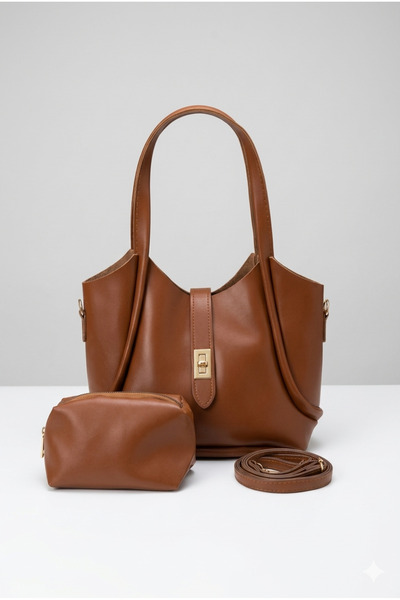 vattara Γυναικείο σετ 3 τεμαχίων: Τσάντα ώμου με πορτοφόλι και λουράκι, καθημ...