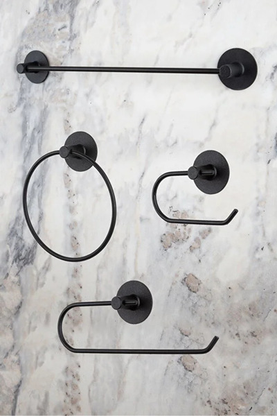 ERFAHOME Black Round Adhesive Long Towel Holder Ring Towel Holder Wc Outdoor ...