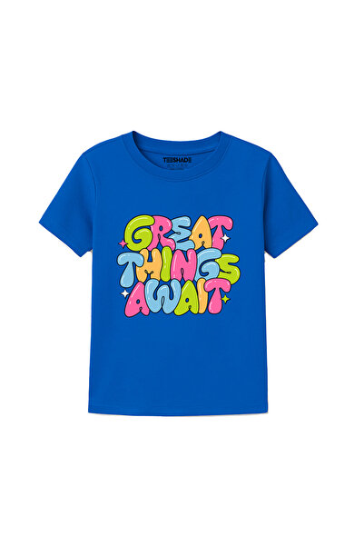 Yoo Street Great Things Await T-Shirt for Unisex Kids – 100% Cotton Multiple ...