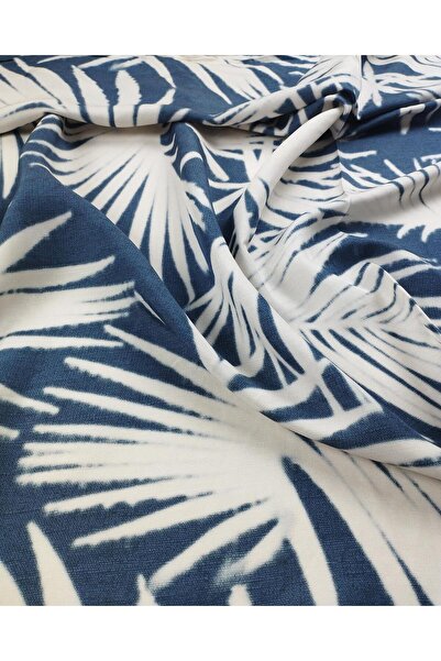 Kumaş Parça Λινό Βισκόζη σε Χρώματα Πετρόλ Μπλε και Εκρού 150x200εκ.