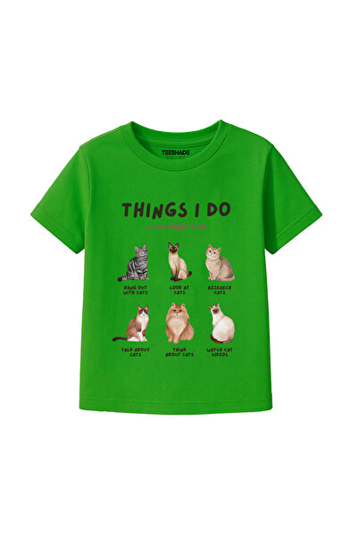 Yoo Street Things I Do Cat Design T-Shirt for Unisex Kids – 100% Cotton Multi...