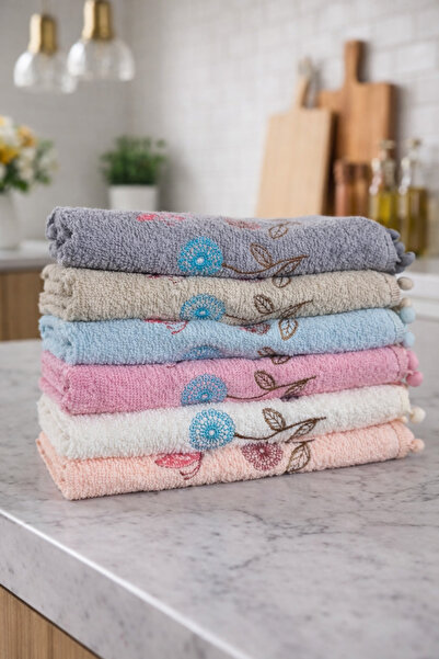 Bikaya Home Σετ πετσετών κουζίνας με πομπόν, 6 τεμάχια |   30x50 εκ. |   100%...