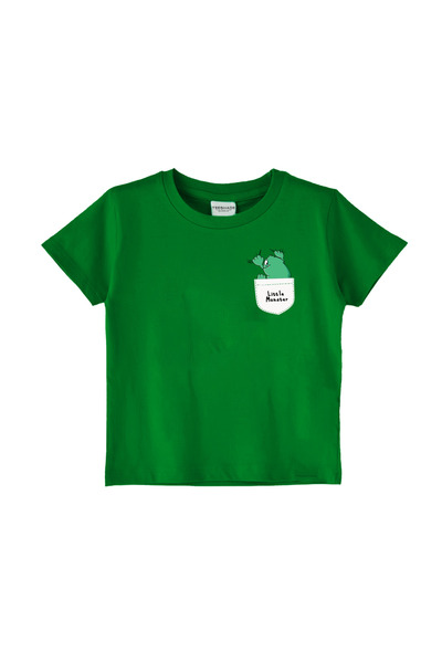 Yoo Street Cute Little Monster On Pocket T-Shirt for Unisex Kids 100% Cotton ...