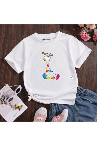 playwear Παιδικό unisex μπλουζάκι με στάμπα καμηλοπάρδαλης με στίγματα, 100% ...