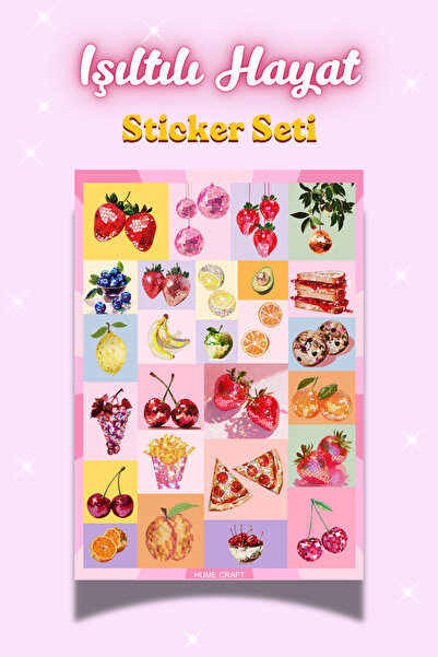 Hume Craft Işıltılı Hayat Temalı Sticker Seti Scrapbook Bullet Journal Ajanda...