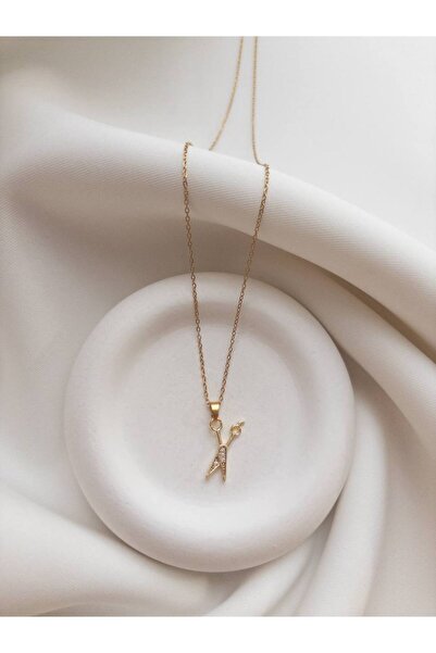 Minne Jewelry-Accessory Makas Kolye - Çelik Makas Kolye - Altın Renk Makas Kolye