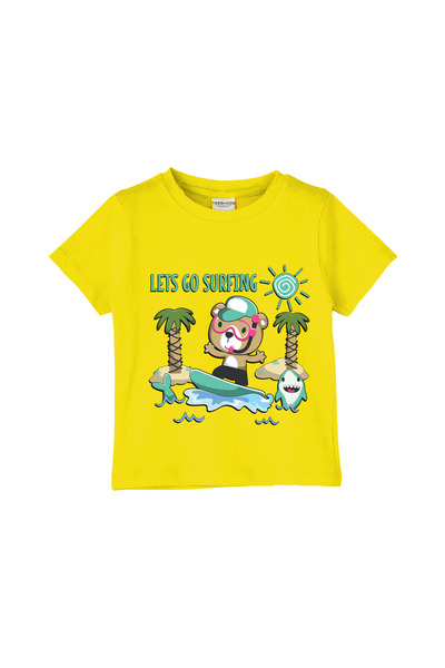 Yoo Street Lets Go Surfing T-Shirt for Unisex Kids – 100% Cotton Multiple Col...
