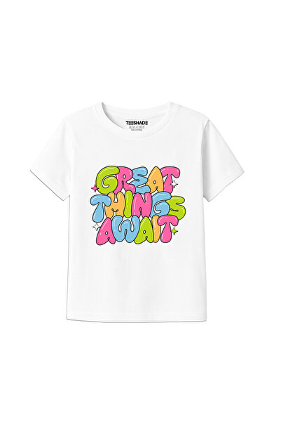 Yoo Street Great Things Await T-Shirt for Unisex Kids – 100% Cotton Multiple ...