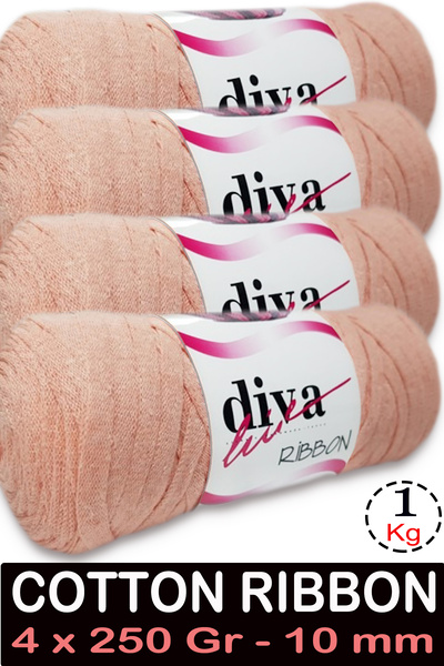 Diva İplik Pamučna traka - 1 kg - 10 mm - Pakovanje od 4 komada - 2588
