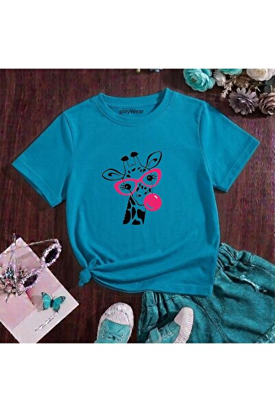 playwear Ροζ Γυαλιά με στάμπα καμηλοπάρδαλης, 100% βαμβακερό, με λαιμόκοψη πο...