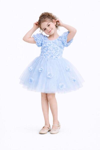 BEGONYA BEBECE KIDS Παιδικά βραδινά φορέματα με ανάγλυφο σχέδιο τριαντάφυλλου...