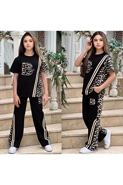 zavera for kids Κοριτσίστικο καλοκαιρινό σετ φόρμας με λεοπάρ απλικέ λεπτομέρ...