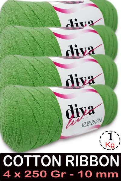 Diva İplik شريط قطني - 1 كجم - 10 مم - عبوة من 4 قطع - 1969