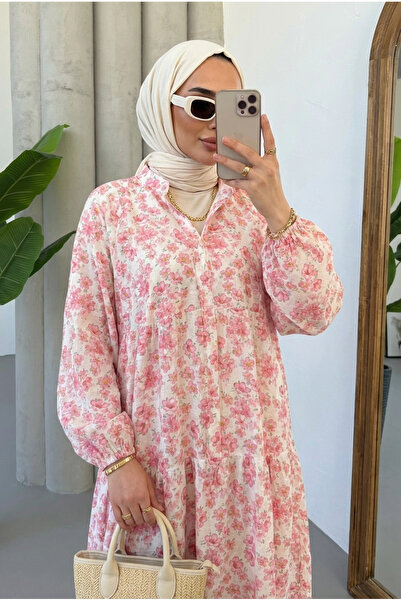 Kirazca Butik Γυναικείο μακρύ φόρεμα χιτζάμπ από ύφασμα Premium Modal με φλορ...