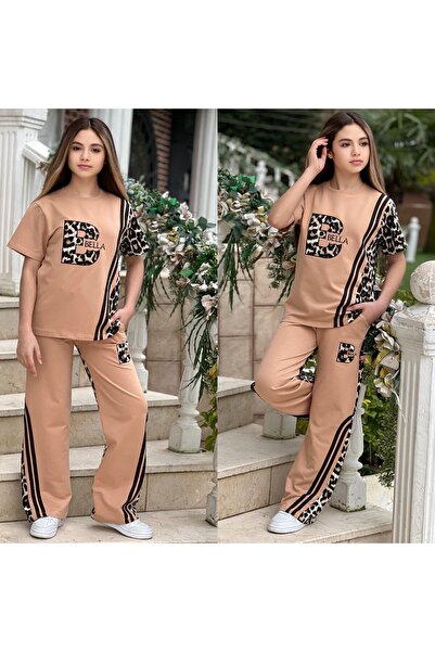 zavera for kids Κοριτσίστικο καλοκαιρινό σετ φόρμας με λεοπάρ απλικέ λεπτομέρ...