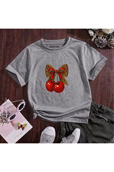 playwear Παιδικό unisex μπλουζάκι με στάμπα Cherry Ribbon, 100% βαμβάκι, με λ...
