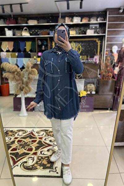 HUMEYRA Tencel Denim Tunic with Tassels on the Pockets
