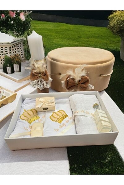 MASSIBEBE Κιτ Βάπτισης Πλήρες Σετ με Κερί και Κομψό Στρογγυλό Κουτί, Σετ Εκκλ...