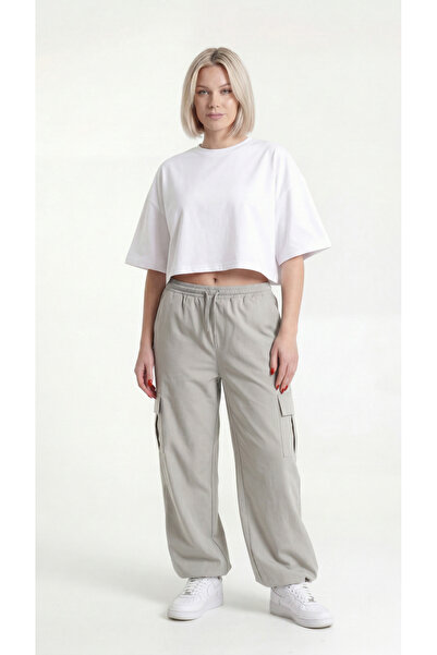 Quanlex Γυναικείο φούτερ oversize σε γκρι χρώμα Parachute Cargo Pocket, καλοκ...