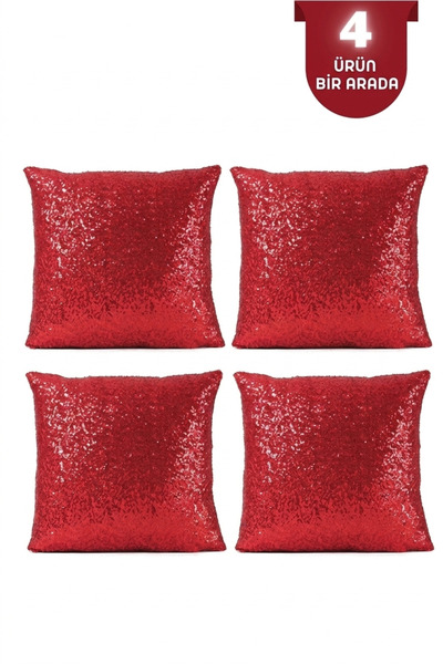 ByUtku 4'lü Pullu Payetli Dekoratif Kırlent Kılıfı