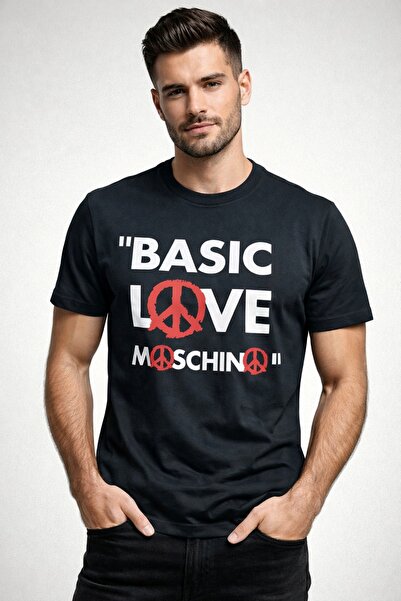 Love Moschino SLIM FIT osnovna majica sa logotipom simbola mira