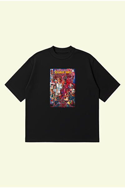 PURE POWER تي شيرت Stranger Things Boxy Fit كبير الحجم للجنسين مصنوع من القطن...