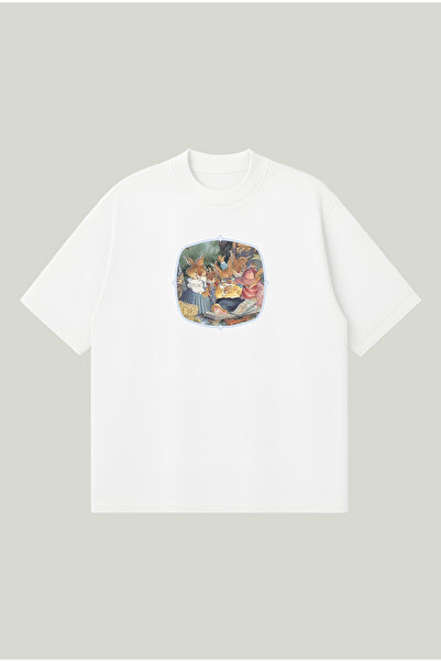 PURE POWER Squirrel Family Boxy Fit Oversize Unisex 100% Cotton Tshirt – Prin...