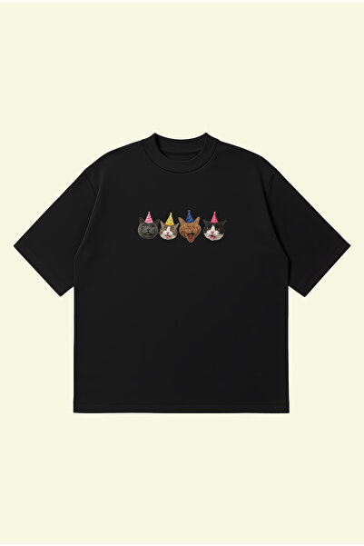 PURE POWER Cats Boxy Fit Oversize Unisex 100% Cotton Tshirt – Printed T-Shirt...