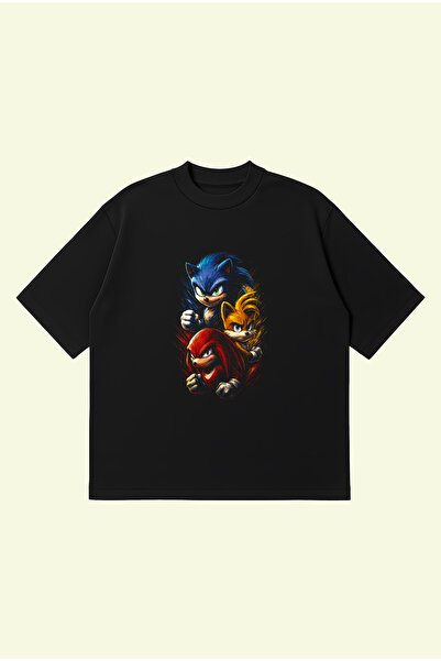 PURE POWER Sonic Team Boxy Fit Oversize Unisex 100% Cotton Tshirt – Printed T...