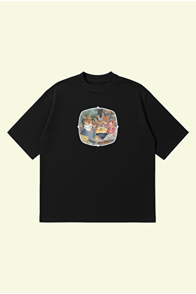 PURE POWER Squirrel Family Boxy Fit Oversize Unisex 100% Cotton Tshirt – Prin...
