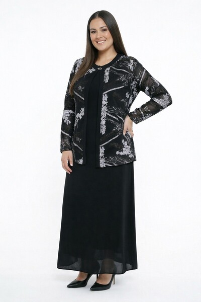 By Saygı Γυναικείο μακρύ φόρεμα με επένδυση, κέντημα λουλουδιών, τούλινο σακά...