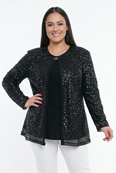 By Saygı Γυναικεία εσωτερική μπλούζα από λύκρα με παγιέτες και χάντρες, τζάκε...