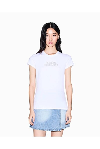Armani Exchange Women's Round Neck Cotton Short Sleeve Armani Letter Patterne...