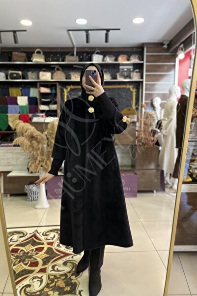 HUMEYRA Gold Düğmeli Kürk Kaban