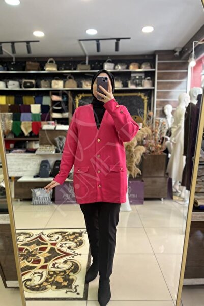 HUMEYRA كارديجان منسوج من الفولاذ بأزرار