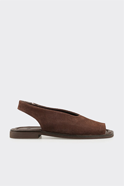 Elle Shoes Kahve Deri Kadın Sandalet