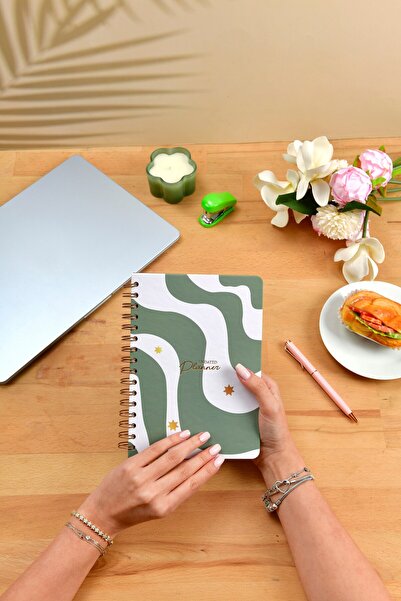 Notefull A5 Süresiz Planlayıcı Ajanda Motivasyon Sayfalı Yeşil Dalgası