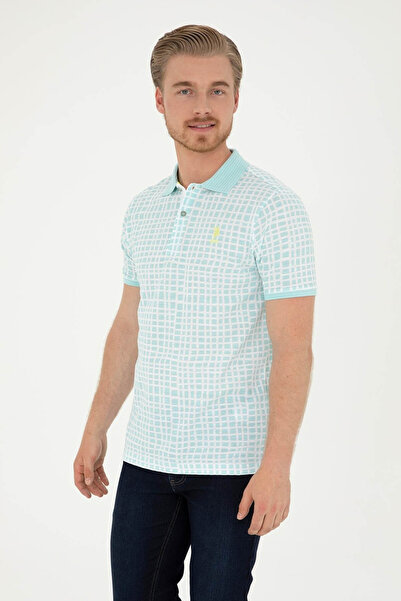U.S. Polo Assn. تي شيرت بورغوس تيركوائز للرجال بياقة بولو 1825156