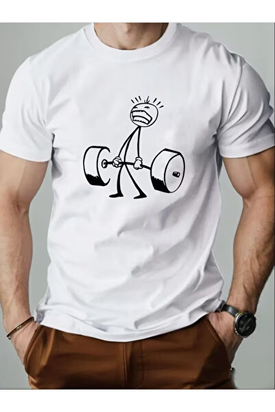 NOURAM Men's Weightlifting Matchstick Building Graphic T-Shirt - Solid Color ...