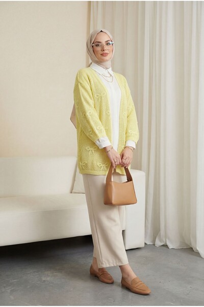 HİJABAYA Ζακέτα πλεκτή διάτρητη με σχέδιο φιόγκου