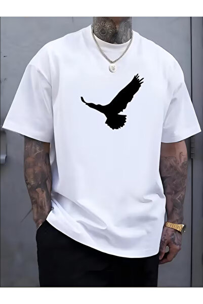 NOURAM Men's Casual Summer T-Shirt with Bird Print Design - Soft Breathable F...