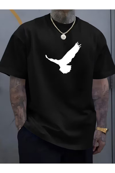 NOURAM Men's Casual Summer T-Shirt with Bird Print Design - Soft Breathable F...
