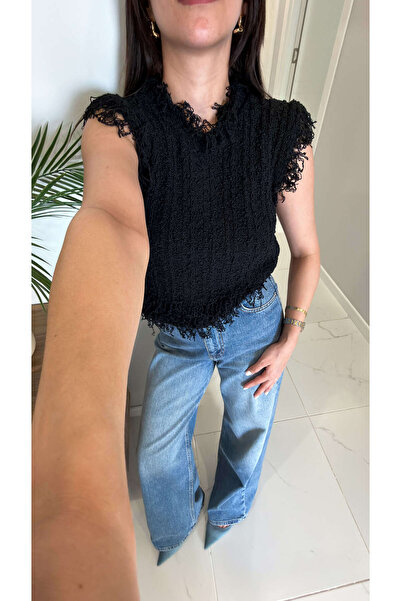 BİRCANÇİL Tandre Black Tassel Detailed Sweater Knitwear