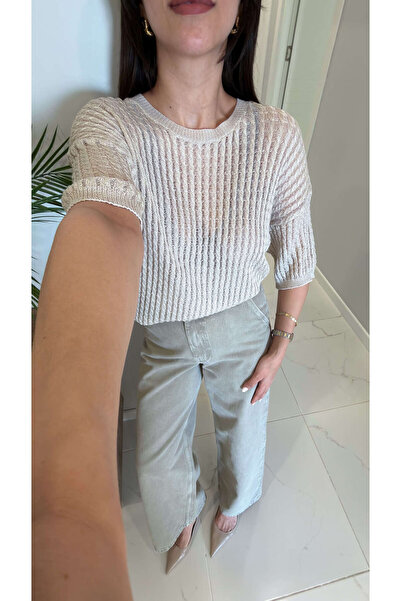 BİRCANÇİL Venkros Beige Short Sleeve Knitwear